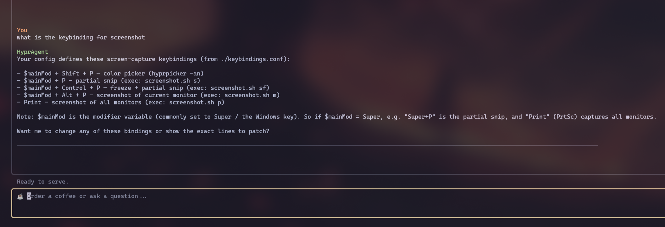 hyprAgent screenshot
